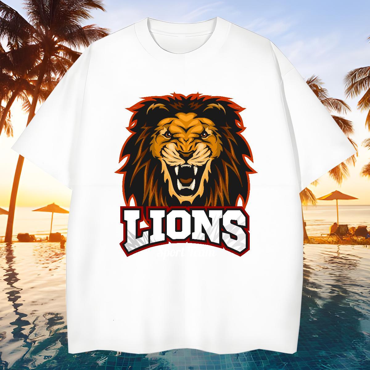Designer T-Shirts lion Short Sleeve Soft Street Casual Anime 230g Cotton Tshirts Custom Top Tees