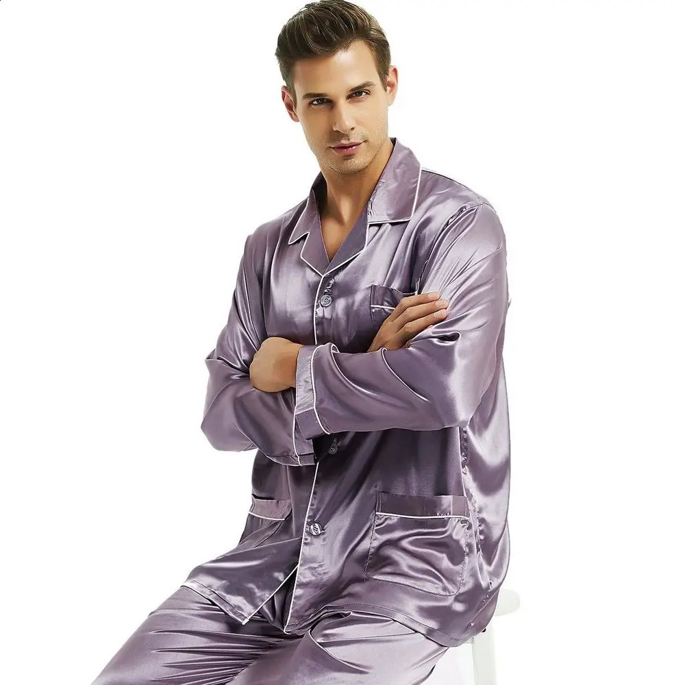 Mens Silk satin Pajamas Set Pajama Pyjamas Set PJS Sleepwear Loungewear SMLXLXXLXXXL4XL 240819