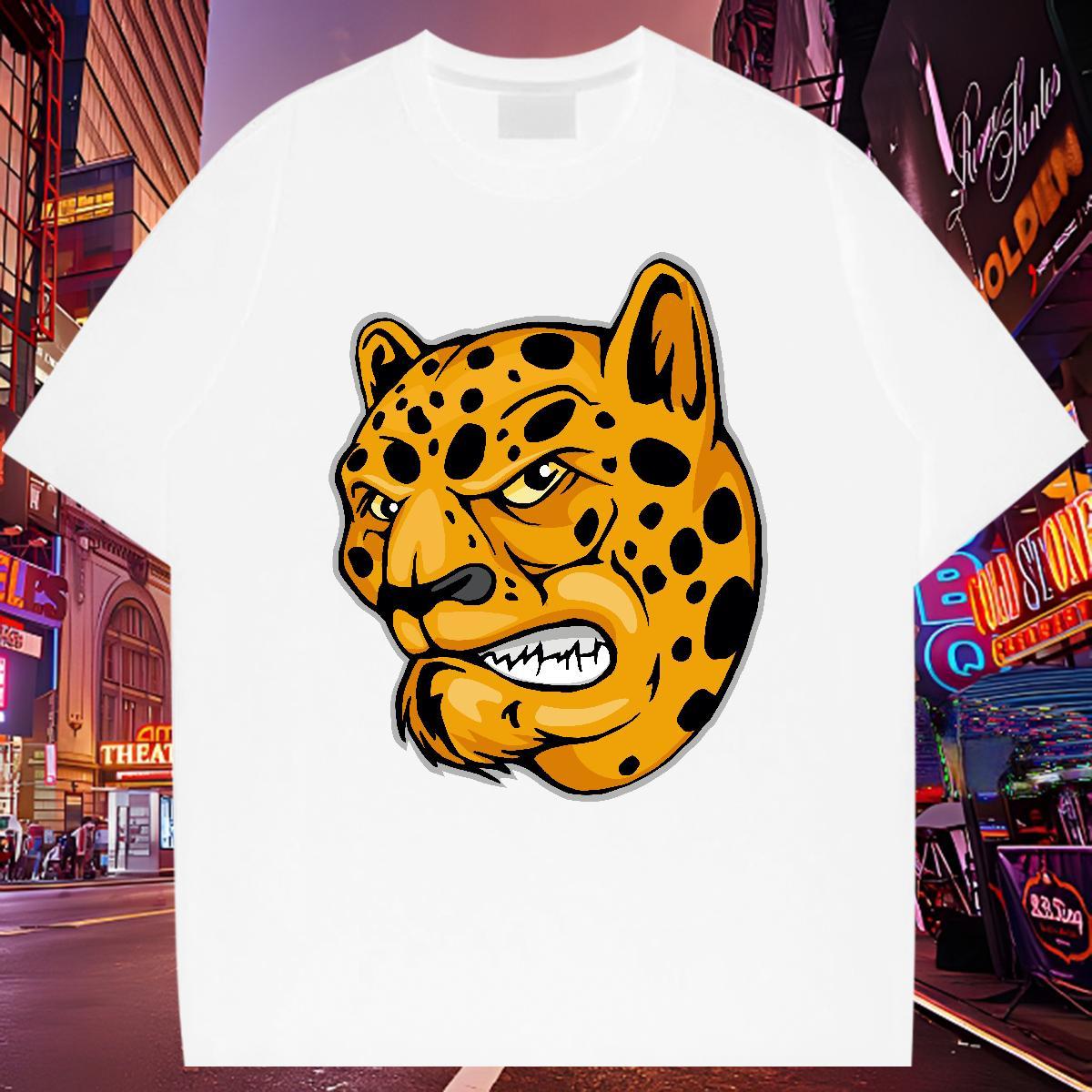 Brand T shirt leopard Round Neck Short Sleeve Outdoor Graphic 230g 100% Cotton Mens Tshirts Casual New Tops