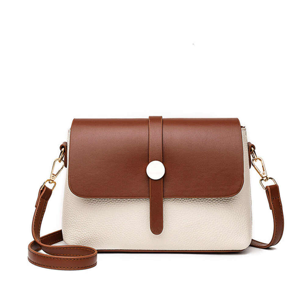 Genuine Leather for Women's Autumn New Fashion One Shoulder Crossbody Top Layer Cowhide Small Square Bag