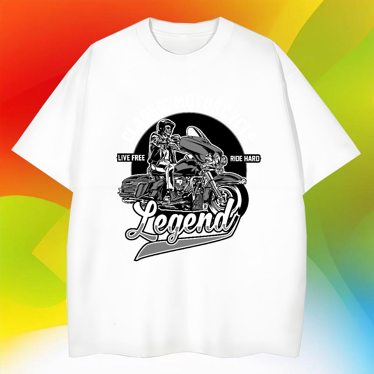 Classic motorbike 230g Cotton Couples T Shirts High Street Hip Hop Breathable Soft T-Shirts for Men Brand Custom Printing Tees