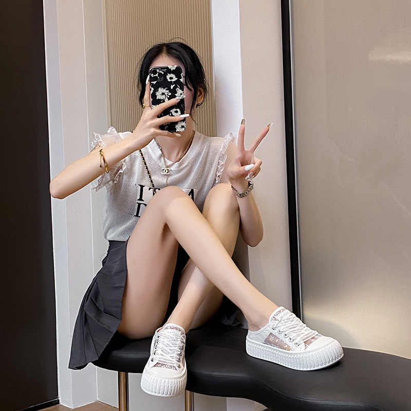 Ddmysports Little White Summer New Korean Edition Instagram Female Student Leisure Versatile Alf Tug Women S Shoes Street Shoot RD OUTDOOR