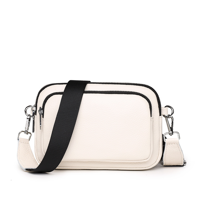 Genuine leather women's 2023 new trendy and fashionable multi-layer single shoulder crossbody bag, top layer cowhide small square bag