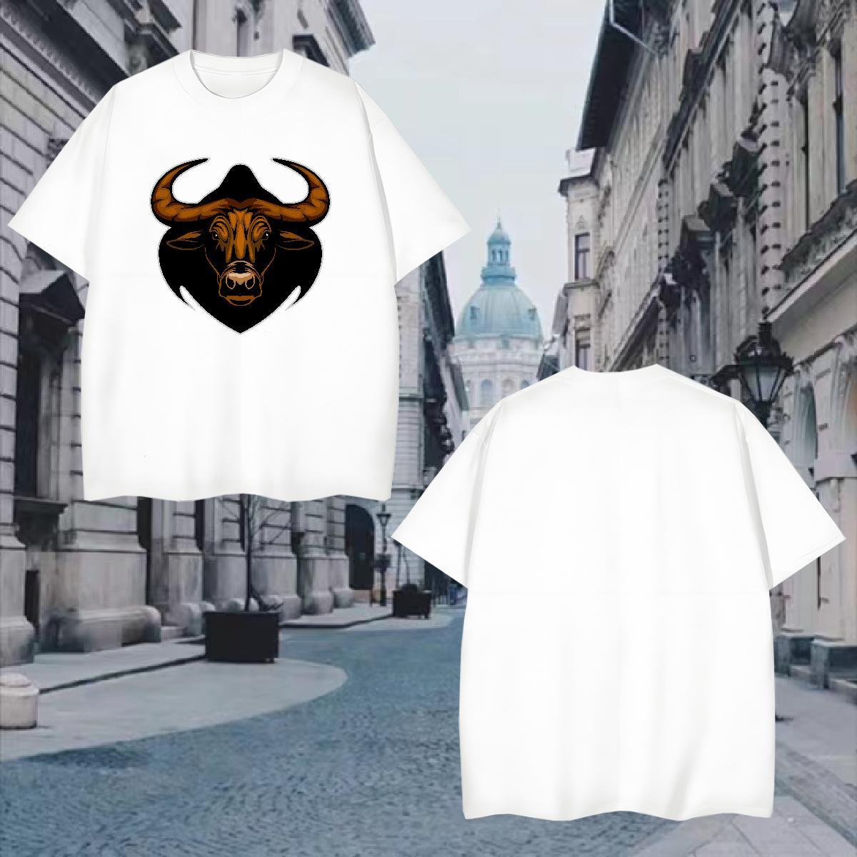 Soft Men T Shirts bull O Neck Short Sleeves Summer Casual Graphic 230g Cotton Men Tshirts Classic Casual Polos