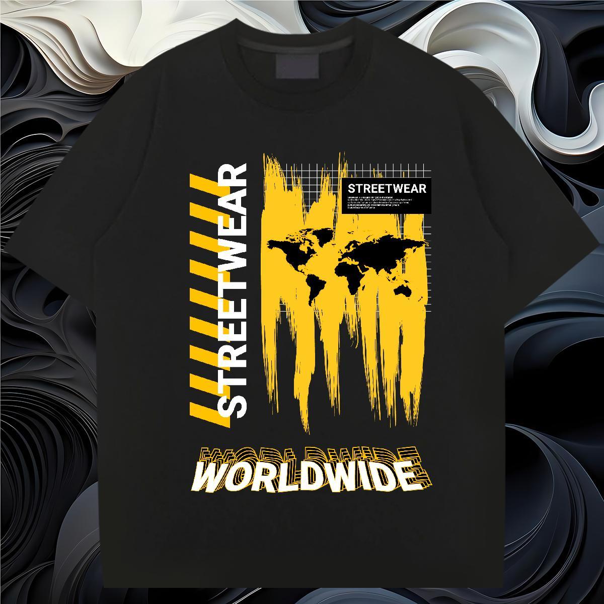 Loose Fit worldwide T-Shirts for Men High Street Hip Hop Men Tops Tees 230g 100% Cotton 2024 Designer Breathable Crew Neck Oversized 4XL Tshirts