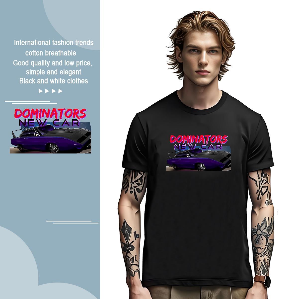 Free Shipping car 100% Cotton 230g Couples T Shirts Daily Outfit O-Neck Short Sleeve T shirt Fashion New Cartoon Printing L-4XL Wear