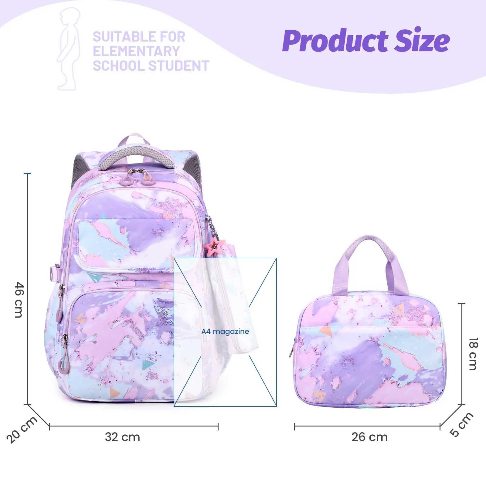 NEW School Backpack for Girls Teens Kids Elementary School 3 Pieces Lightweight Backpack with Lunch Bag and Pencil Case Y240820