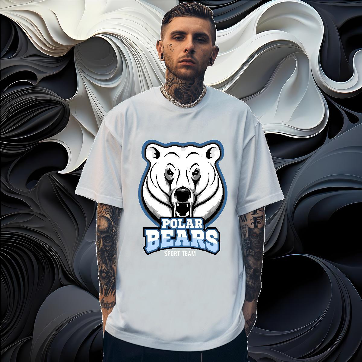 Cool Mens T Shirts bear Round Neck Short Sleeve Casual Black Oversized 100% Cotton 230g Tshirt for Man Woman Fashion New Clothes