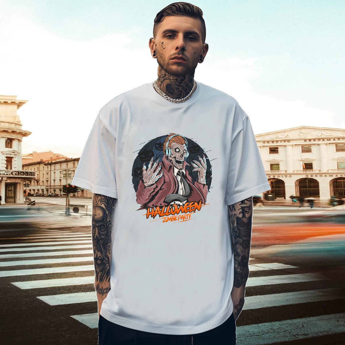 Designer Mens T Shirts halloween Round Neck Short Sleeve Hip Hop Street Plus Size Cartoon 100% Cotton 230g Tshirts Stylist Tops Tees