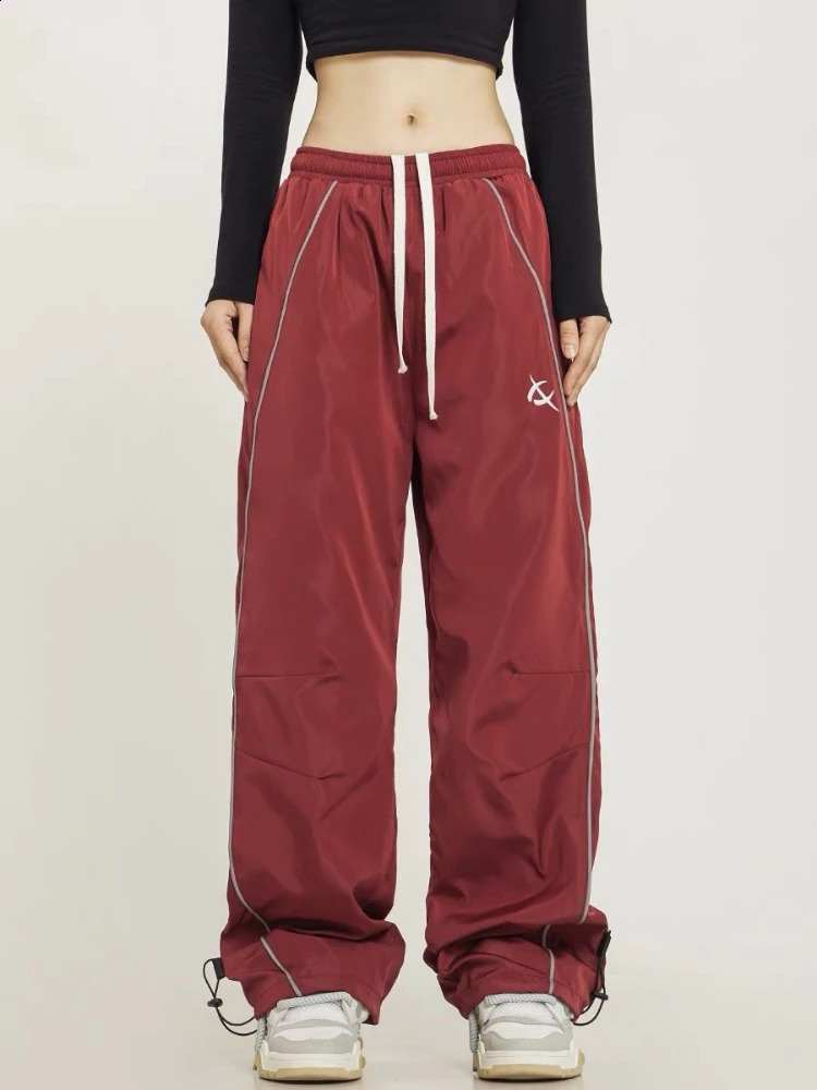Casual Sweatpants Women Y2K Streetwear Drawstring Elastic Waist Loose Straight-leg Pants Bottom Drawstring Wide Leg Pants 240820
