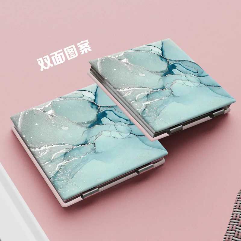 Cosmetic Mirror Mini Portable PU Makeup Compact Mirror Gift for Girls Double Sided Folding Pocket Mirror Travel Magnifying Y240819