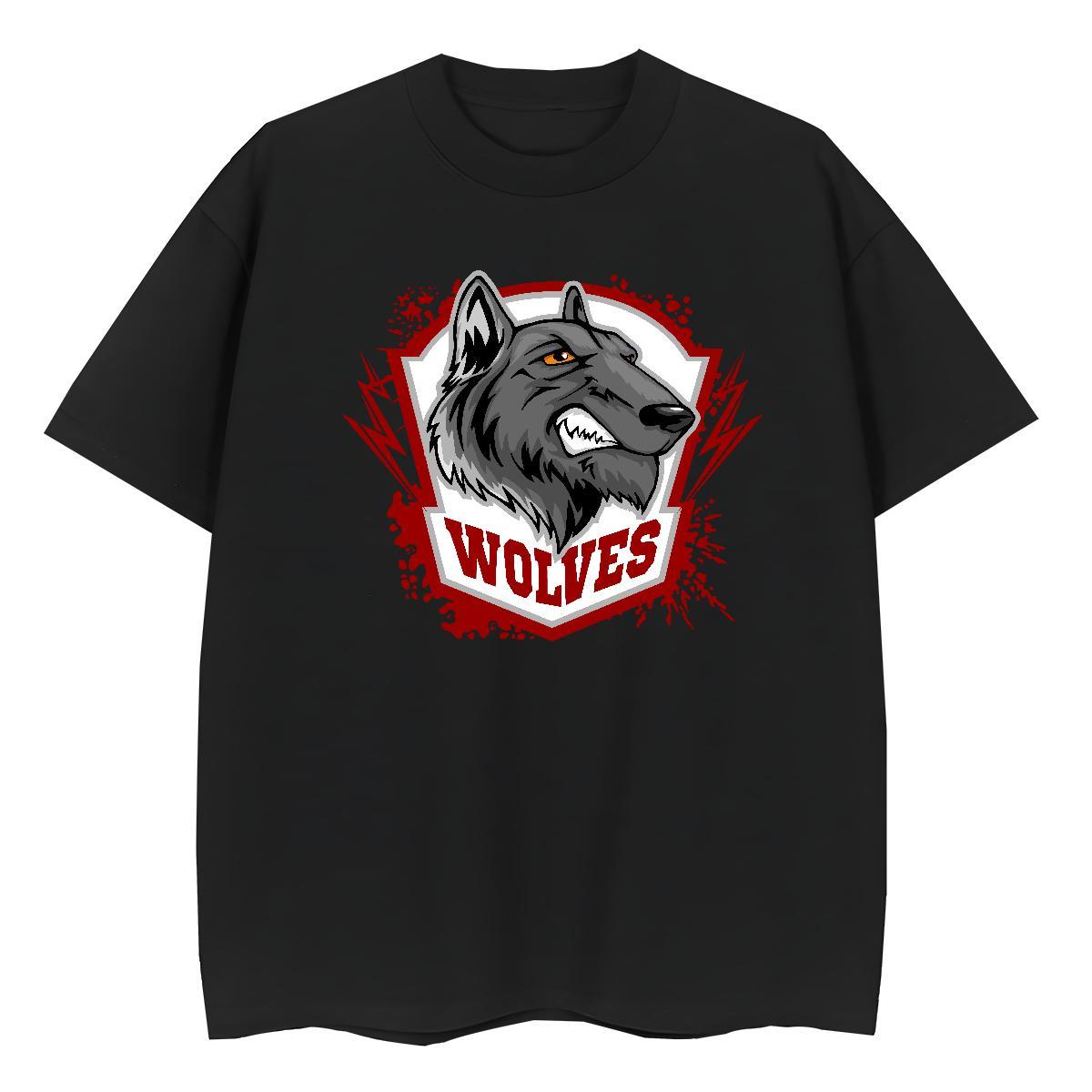 TOP Quality T shirt wolf O Neck Short Sleeves Home Outdoor White Plus Size 100% Cotton 230g Tshirts Custom Clothes