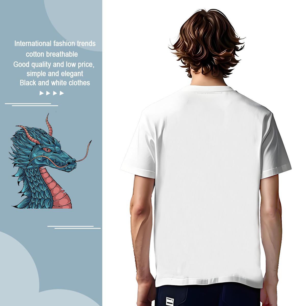 Popular dragon Man T Shirts Home Outdoor Couples T Shirts 230g Cotton Wholesale Crew Neck Oversized Tops Shirt