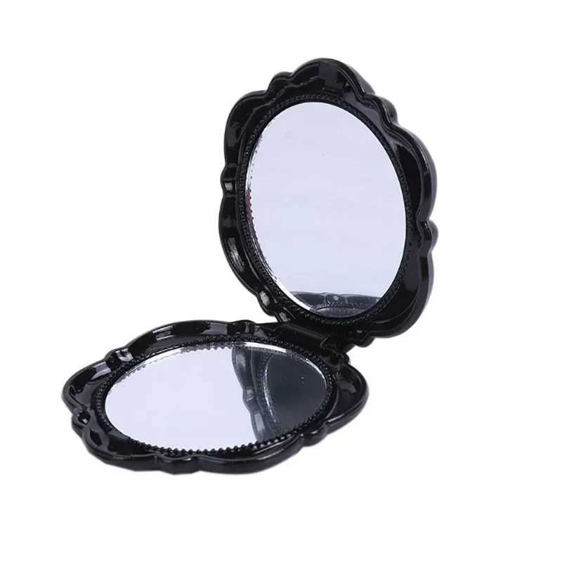 Mini Rose Makeup Mirror Double Sides Folding Makeup Vanity Hand Mirror Pocket Mirror Round Vanity Cosmetic Compact Y240819