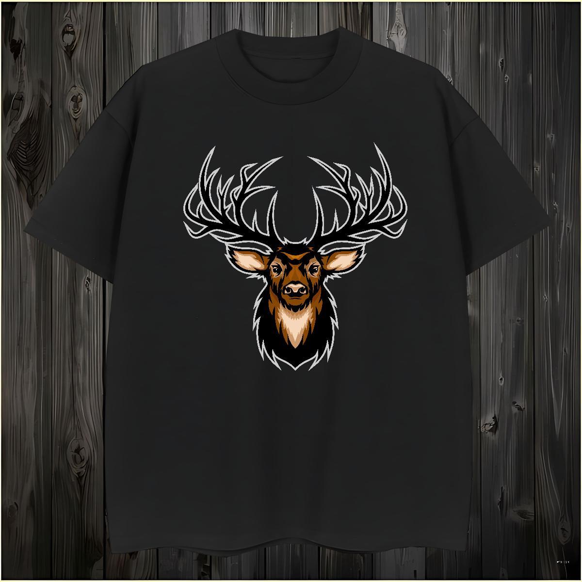 Soft Man T Shirts deer Crew Neck Daily Wear Oversized 100% Cotton 230g Men Tops Tees Fashion Design Tops Shirt