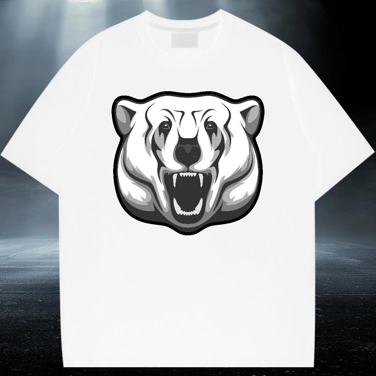 Unisex Men Clothes T-Shirt Home Outdoor 100% Cotton 230g Custom Anime Pure Cotton bear Man T Shirts Fashion Clothings
