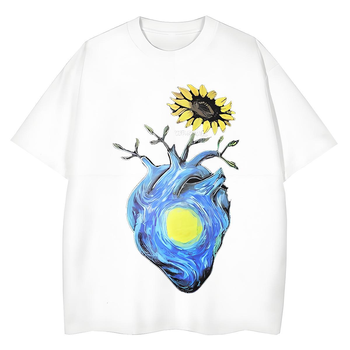 New Arrival Men Clothes T-Shirt flower Casual Beach 230g 100% Cotton Clothings Pure Cotton Unisex Mens T Shirts Custom Print Plus Size