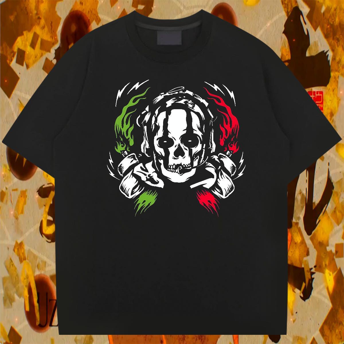Wholesale scary Mens Tshirts 230g Cotton T-Shirts Floral Print Street wear Hip Hop Crew Neck Designer Tees Shirts