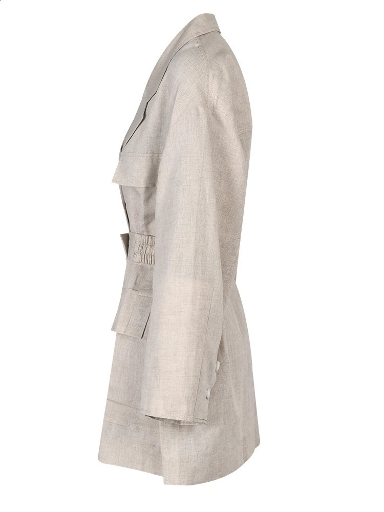 Womens double chest plus size long jacket lapel sleeved loose fashionable trend for spring and summer 1X50104 240819