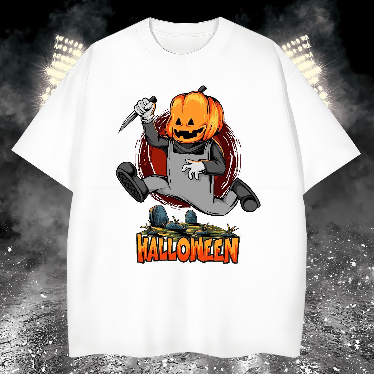 Cool Design Men T Shirts pumpkin Short Sleeve O-Neck Casual Daily Wear Cartoon Print 230g 100% Cotton Tshirt for Man Woman 2024 Summer Clothes