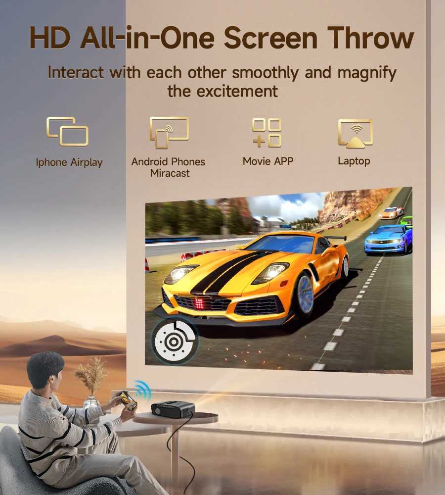 LED 4K Projectors Full HD Auto Focus WiFi Bluetooth Digital Projector with Projection Screen 1480 ANSI Lumen Home Theater Device CL240820