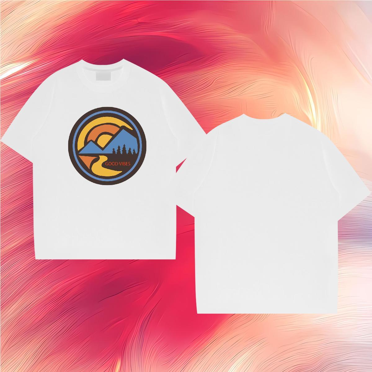 Comfortable mountains 230g Cotton Men Tops Tees Street Casual Short Sleeve O-Neck Man T Shirts 2024 DIY Graphic Polos