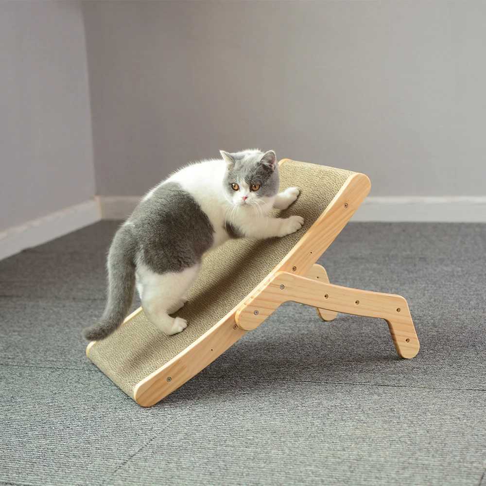 Wooden Cat Scratcher Scraper Detachable Lounge Bed 3 In 1 Scratching Post For Cats Training Grinding Claw Toys Cat Scratch BoardXJ240817