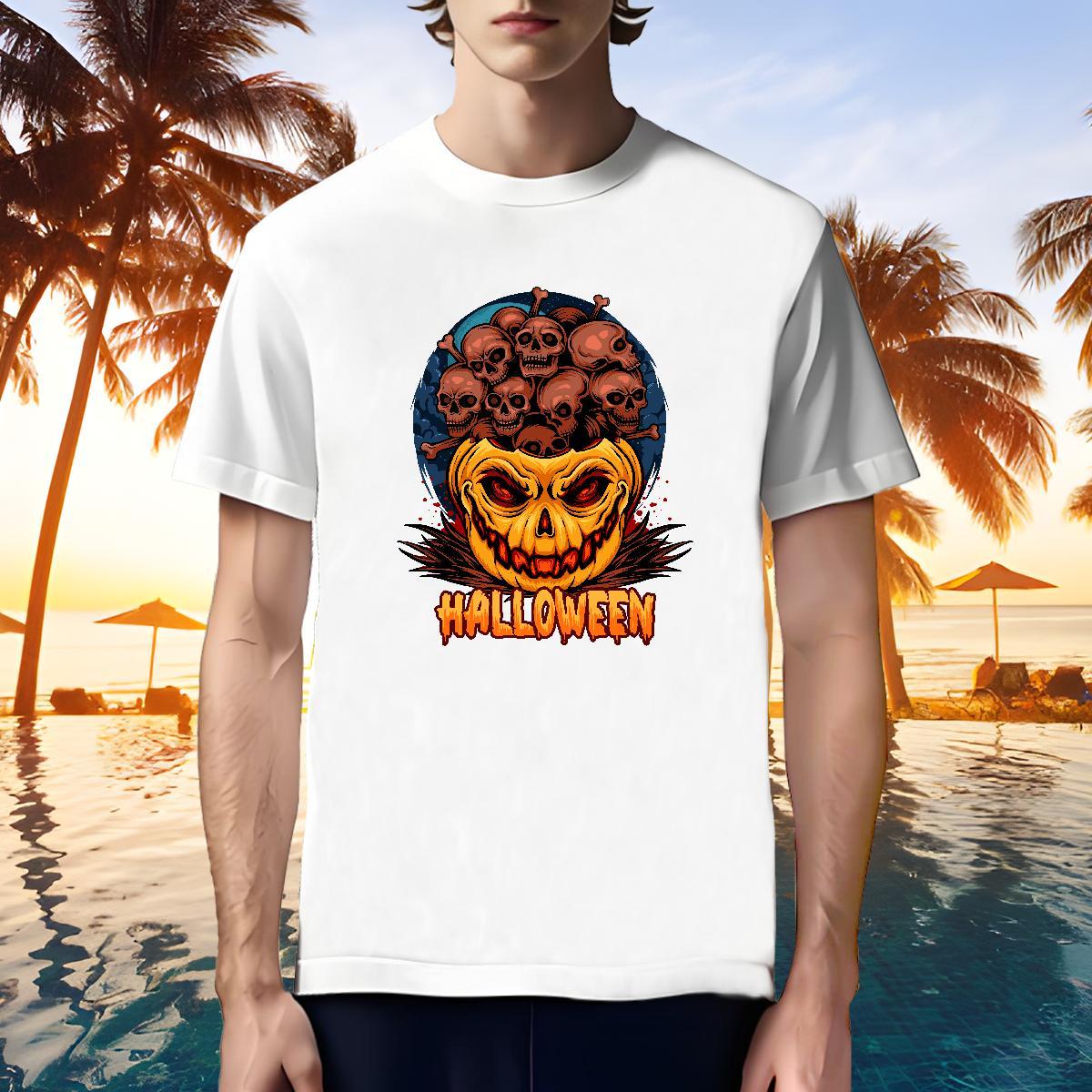 Cool Man T Shirts skull Breathable Crew Neck Outdoor Cartoon Print 230g 100% Cotton Men Tees Brand Tops Tees