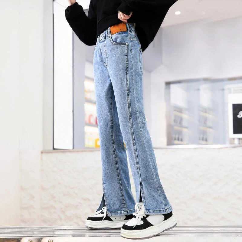 Girls jeans fashion autumn 2024 new retro casual street style pure cotton jeans Trouser soft girls fashion Trouser 5YW240819