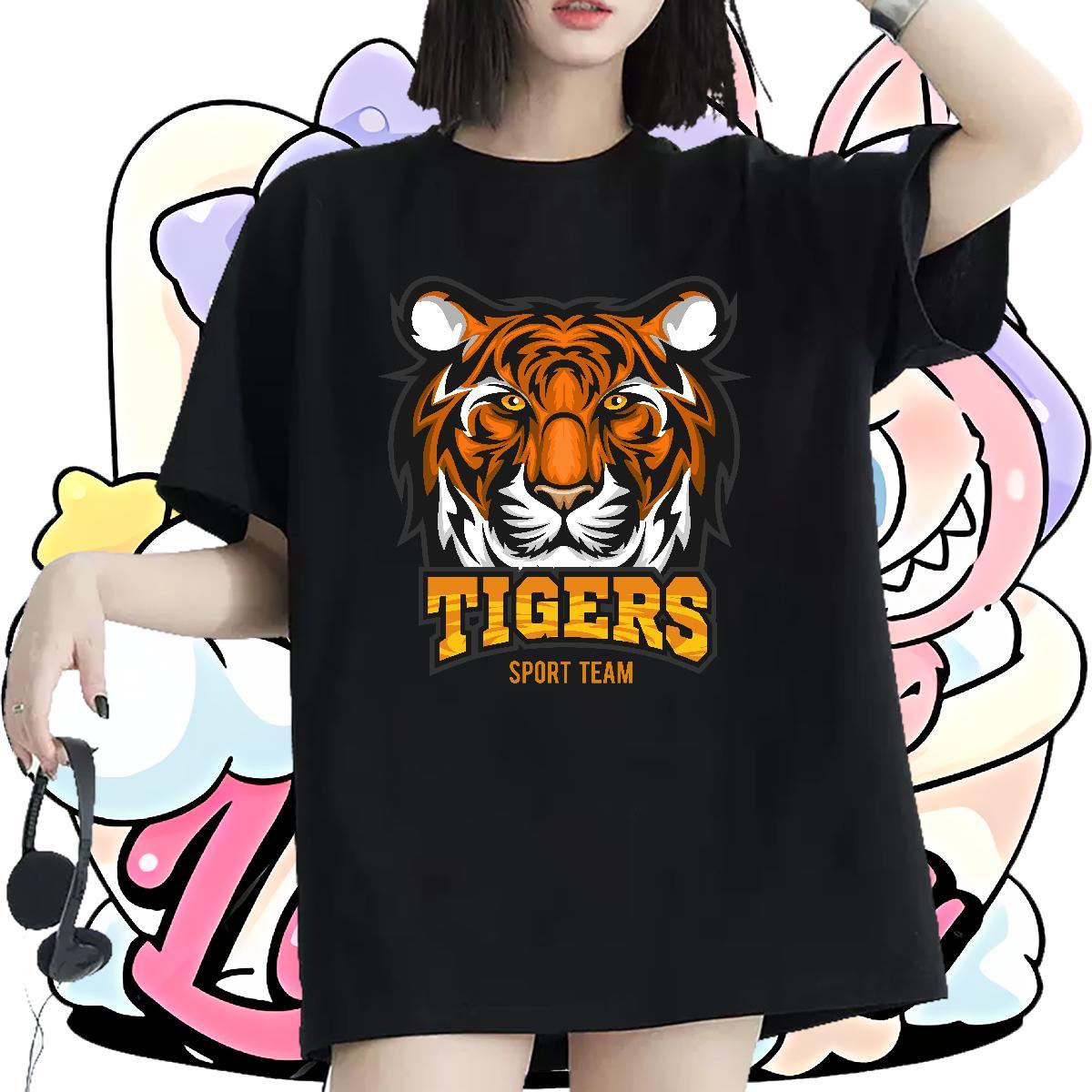 Classic Couples T Shirts Beach Round Neck Short Sleeve Wear Nice 230g Cotton tiger DIY Logo Woman T Shirts