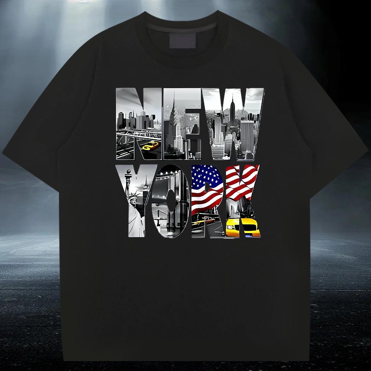 High Quality Men Clothes T-Shirt Casual 100% Cotton 230g Custom Printed Breathable Crew Neck New York Man T Shirts 2024 DIY Tops