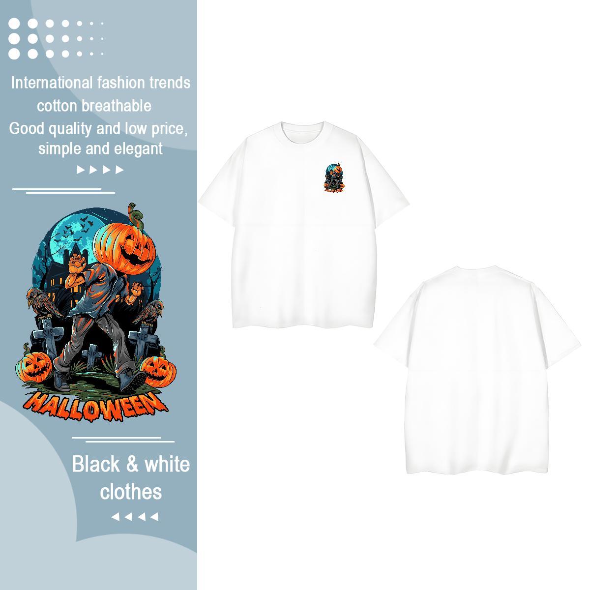 2024 Men Tops Tees pumpkin Street wear Hip Hop 230g Cotton Clothes Breathable Crew Neck Designer T Shirts Men Floral Print