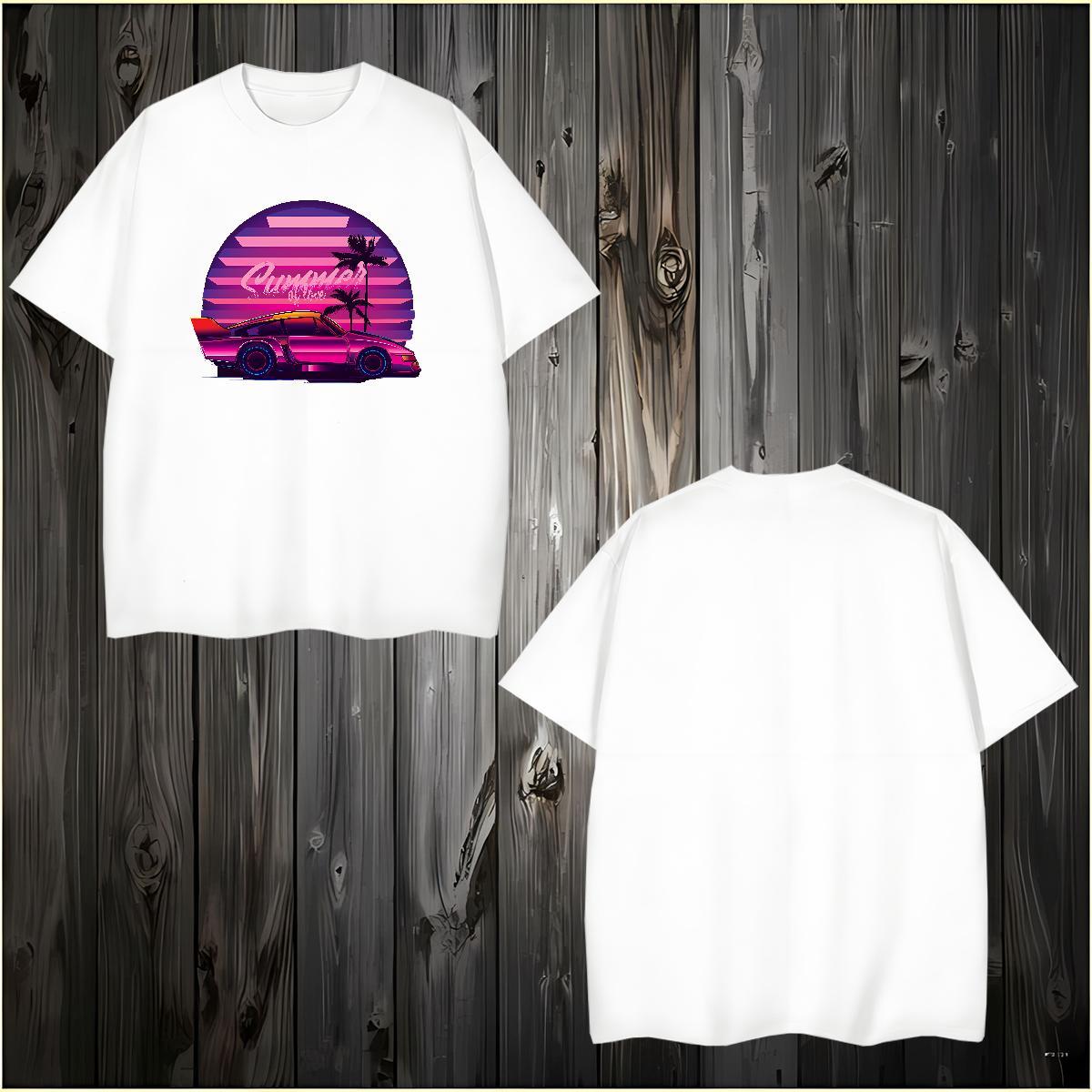 Brand car T-Shirts Casual Mens Tshirts 230g 100% Cotton DIY Breathable Soft Black White Tops Tees