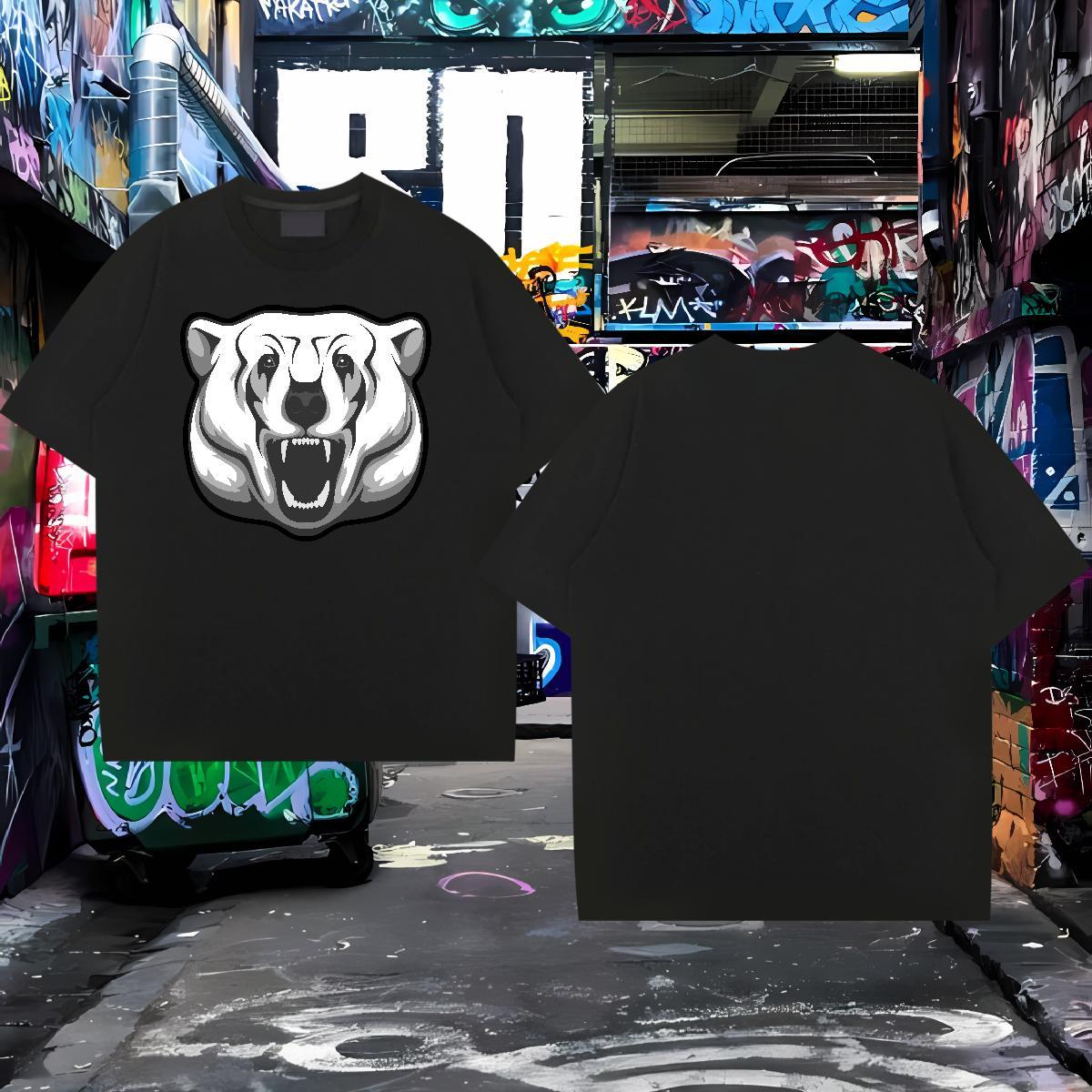 Classic T Shirts Men bear Breathable Short Sleeve Street Wear DIY Printed 230g Pure Cotton Men Tops Tees Custom Polos
