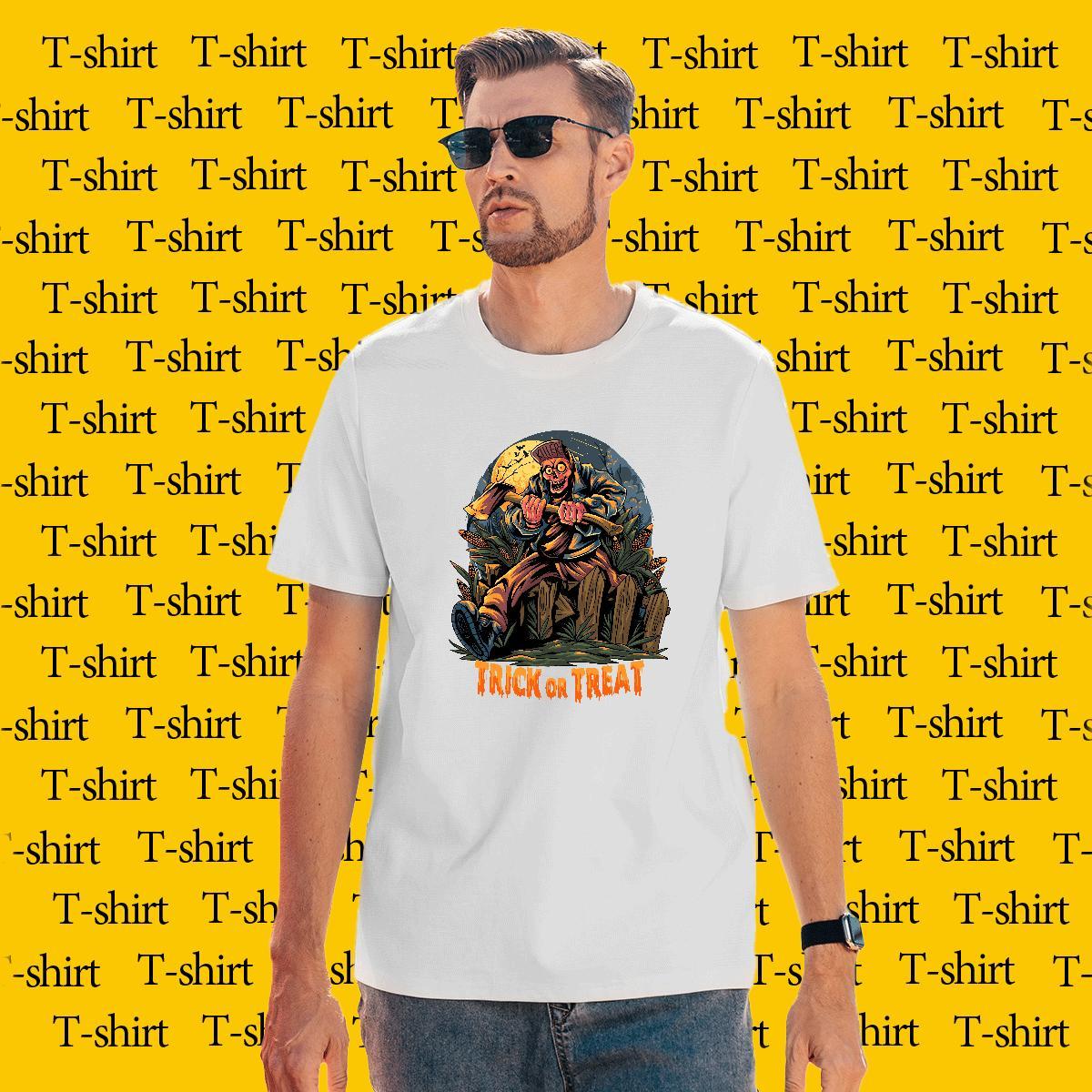Wholesale T Shirts Men halloween Breathable Short Sleeve Casual Beach Black White 230g Cotton Men Tshirts 2024 New Tops