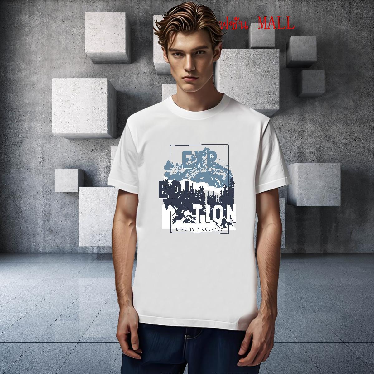 Classic mountains 230g Cotton Men Tops Tees Sports Casual Breathable Crew Neck T Shirt For Man Casual New Oversized Tshirts