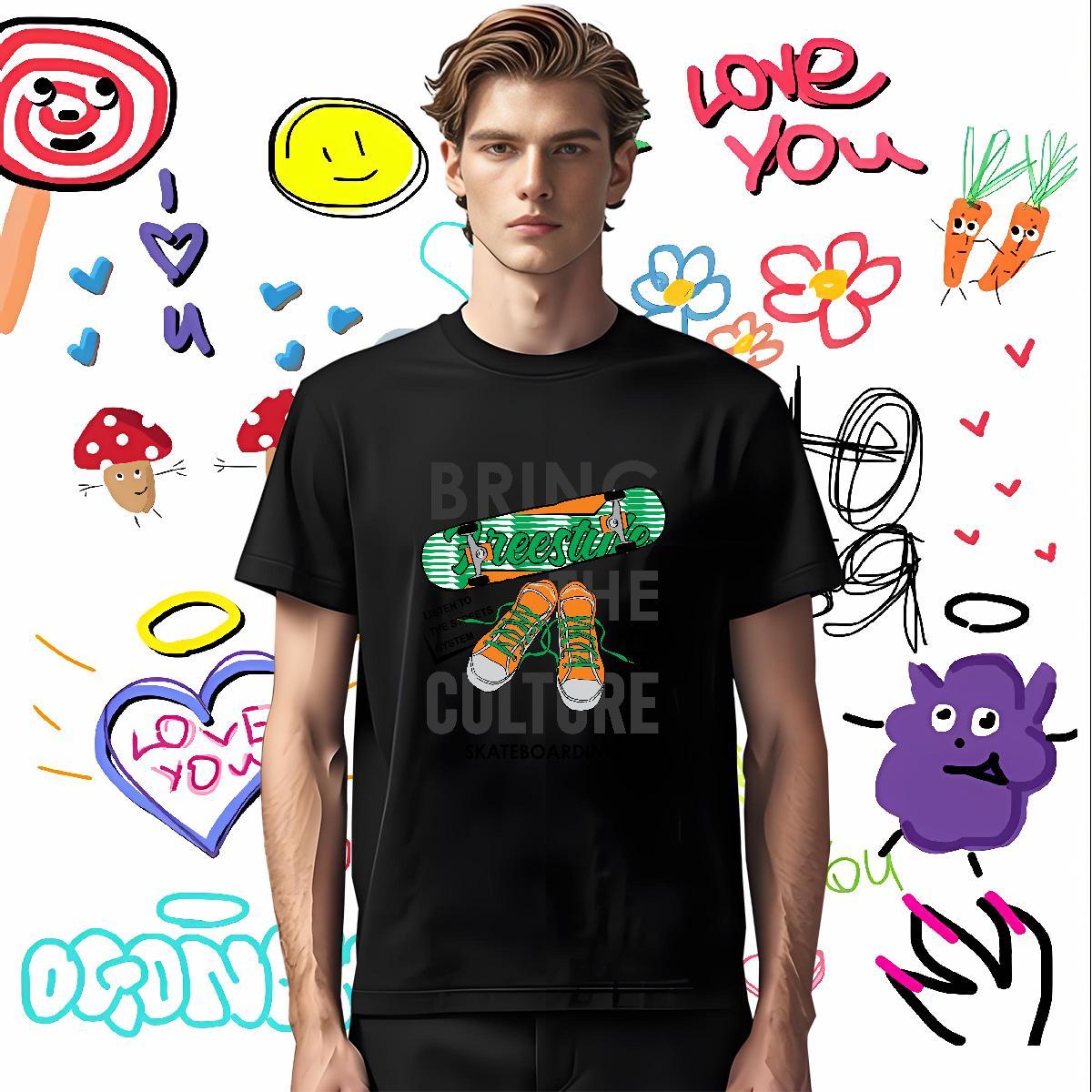Cool letter T shirt Home Outdoor Men Tshirts 230g 100% Cotton Fashion New O Neck Short Sleeves Anime Tops