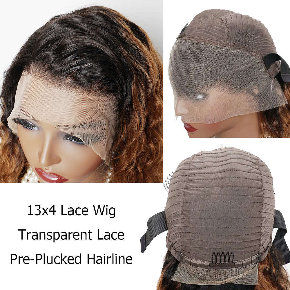 13X4 Front Wig Jerry Curly Human Hair Wigs For Women Ombre 1B 30 Ginger Brown Pre Plucked Transparent Lace Closure Bobbi