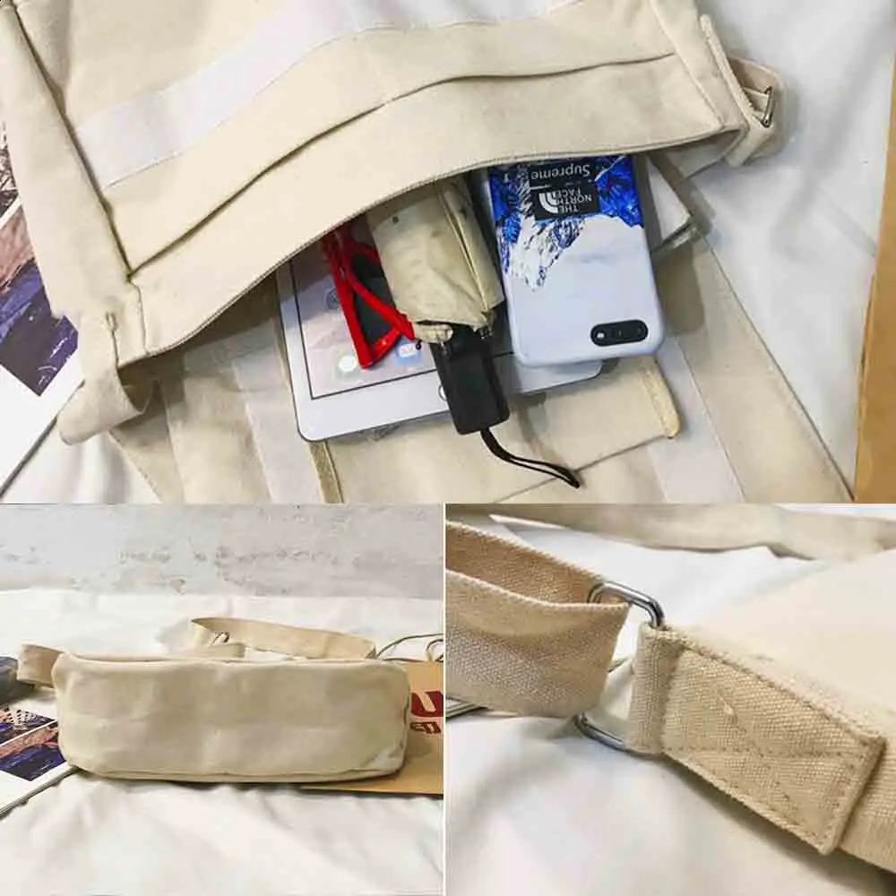 Fashion Canvas Crossbody Youth Bag Shoulder Satchels Women Casual Large Organizer Outdoor Men Messenger Bags with Pendant 240819