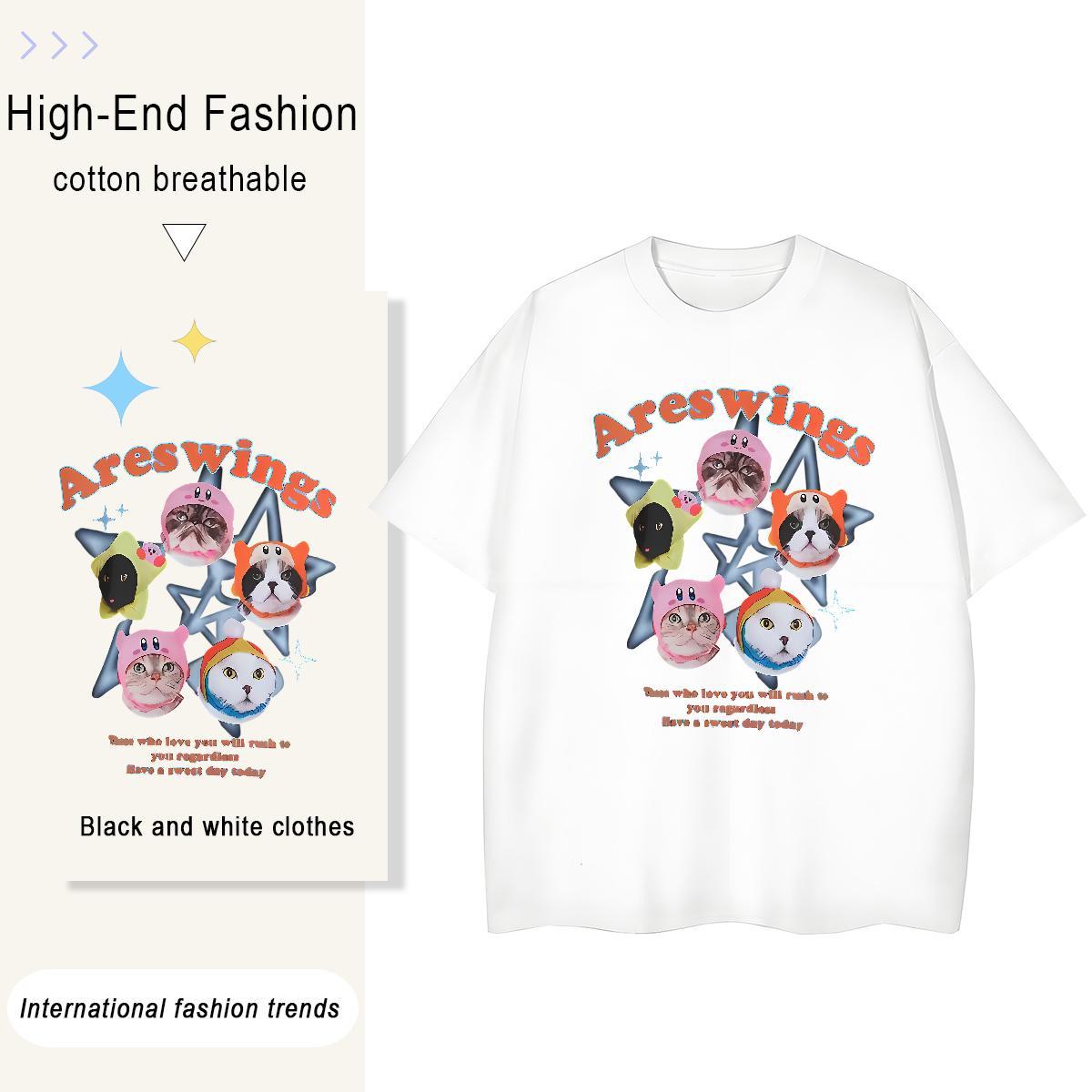 Fashion New Tshirts cat Daily Wear 100% Cotton 230g Polos Breathable Short Sleeve Free Shipping Man T Shirts DIY