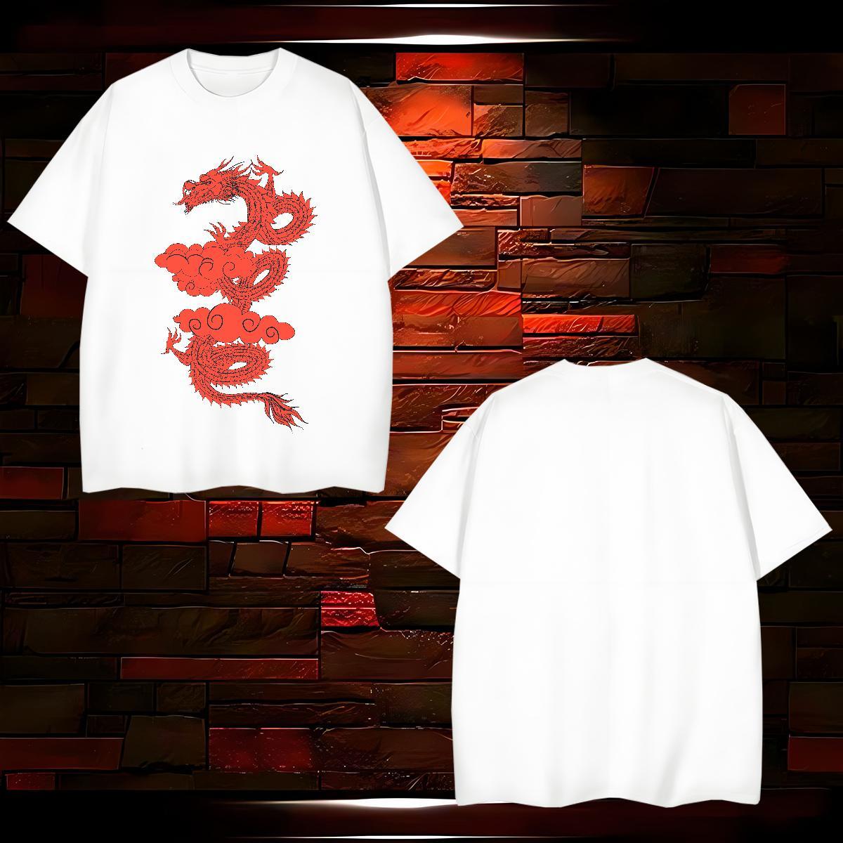 T-Shirts 100% Cotton 230g dragon Home Outdoor Breathable Black White Couples T Shirts Customized Free Shipping Tees