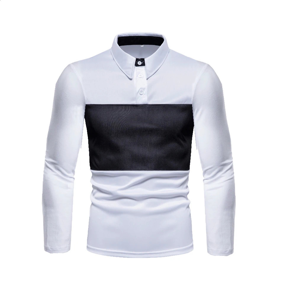 Spring Autumn Mens Polo Shirts Long Sleeve Business Casual Tops Lapel Pullover T-Shirts 240820