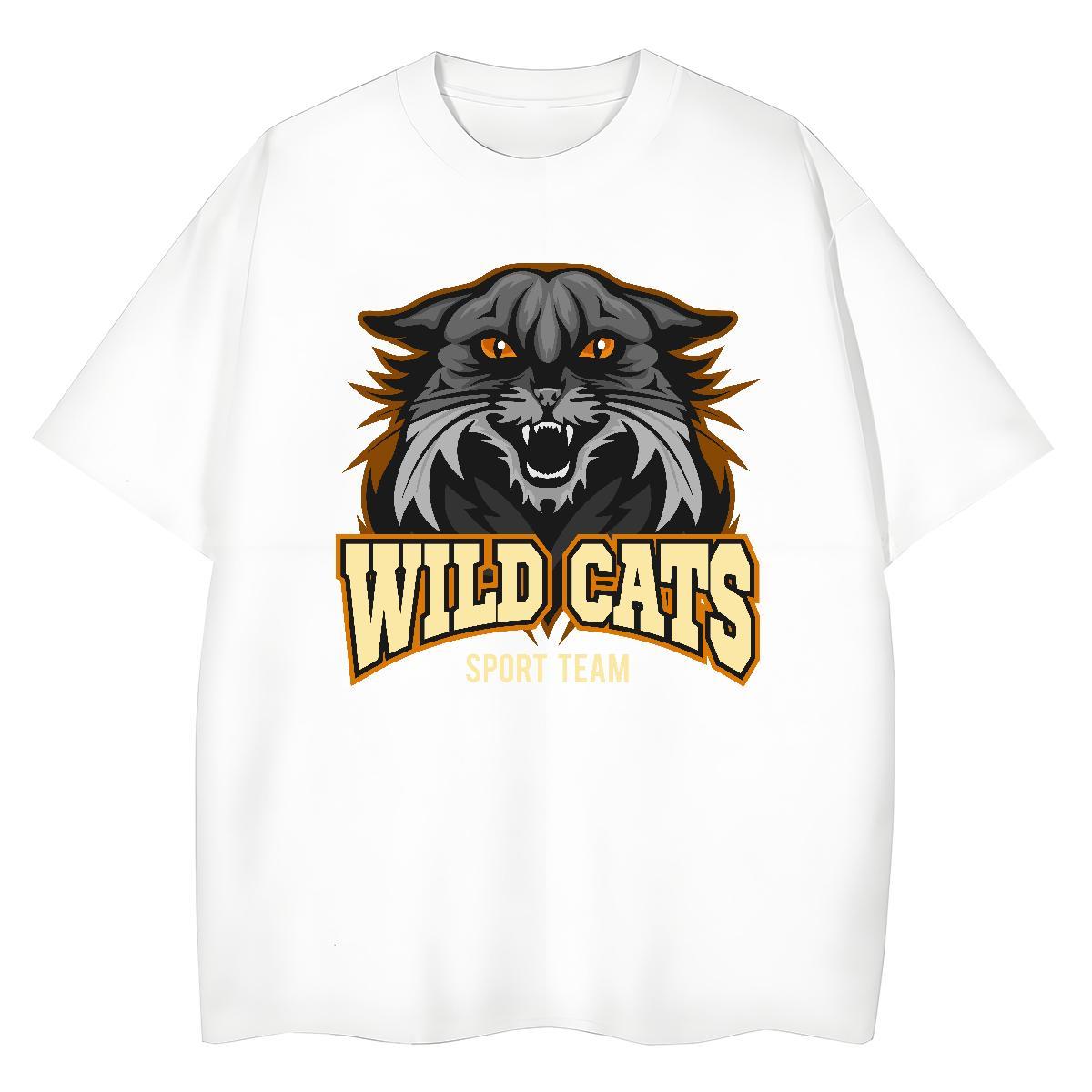 Brand Men T Shirts wild cat O-Neck Short Sleeve Casual Beach Oversized 4XL 100% Cotton 230g Men Clothes T-Shirt Fashion New Tshirts