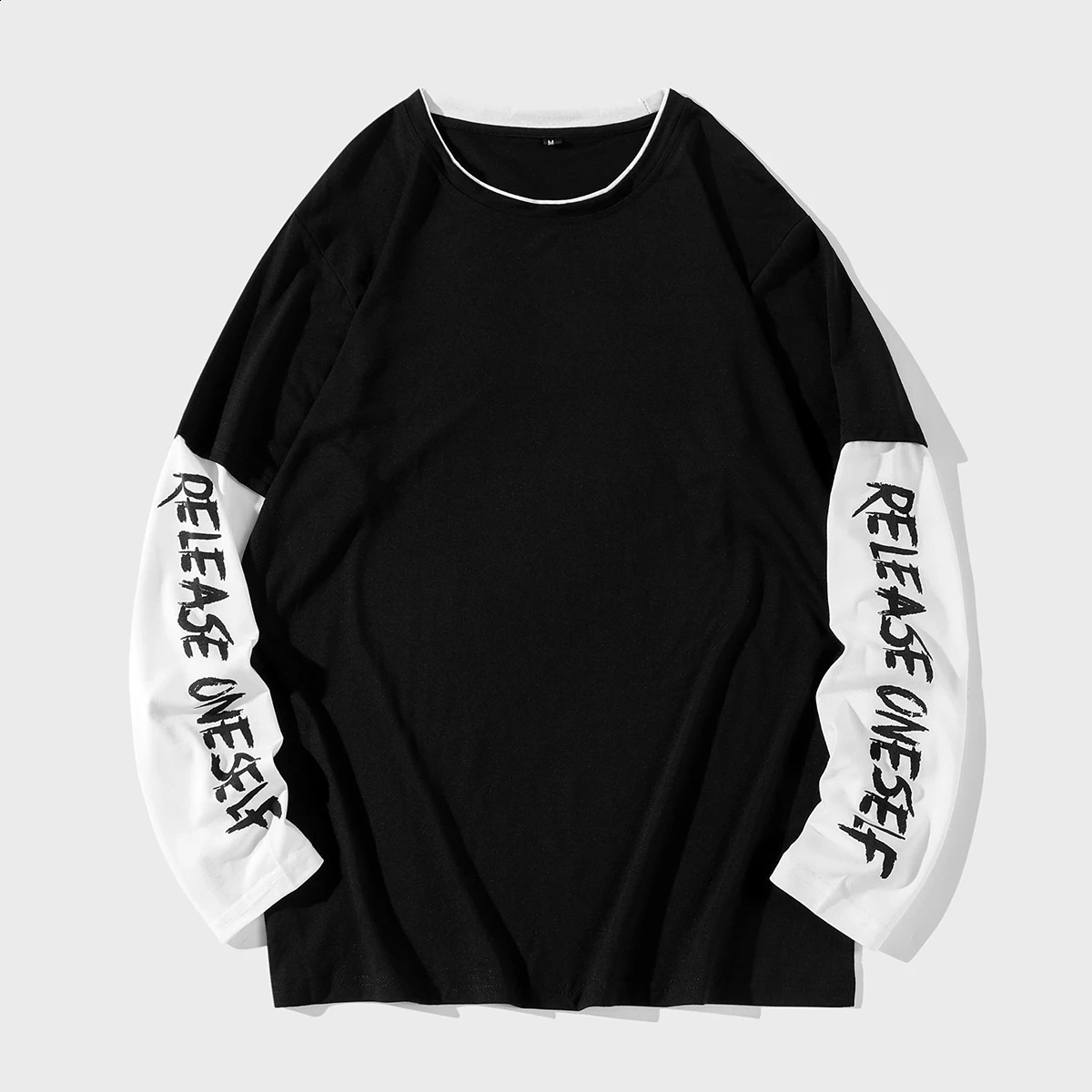 FREDD MARSHALL Autumn 100% Cotton Long Sleeve Patchwork T-Shirt O-Neck Hip Hop Tshirt Streetwear Casual Tee Shirts 424 240820
