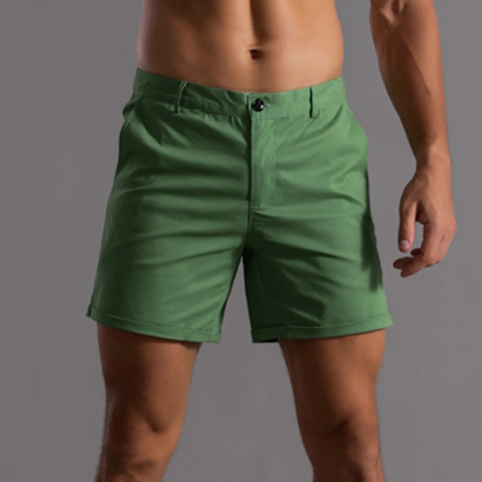 Mens summer solid color pants with pocket drawstring loose casual sports running straight shorts beach 2inch 240819