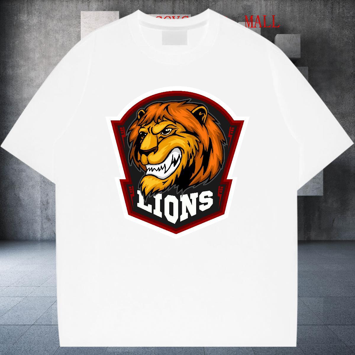 High Quality lion Men T Shirts Hip Hop Men Tops Tees 230g Pure Cotton Free Shipping Breathable Crew Neck Anime Print Clothings
