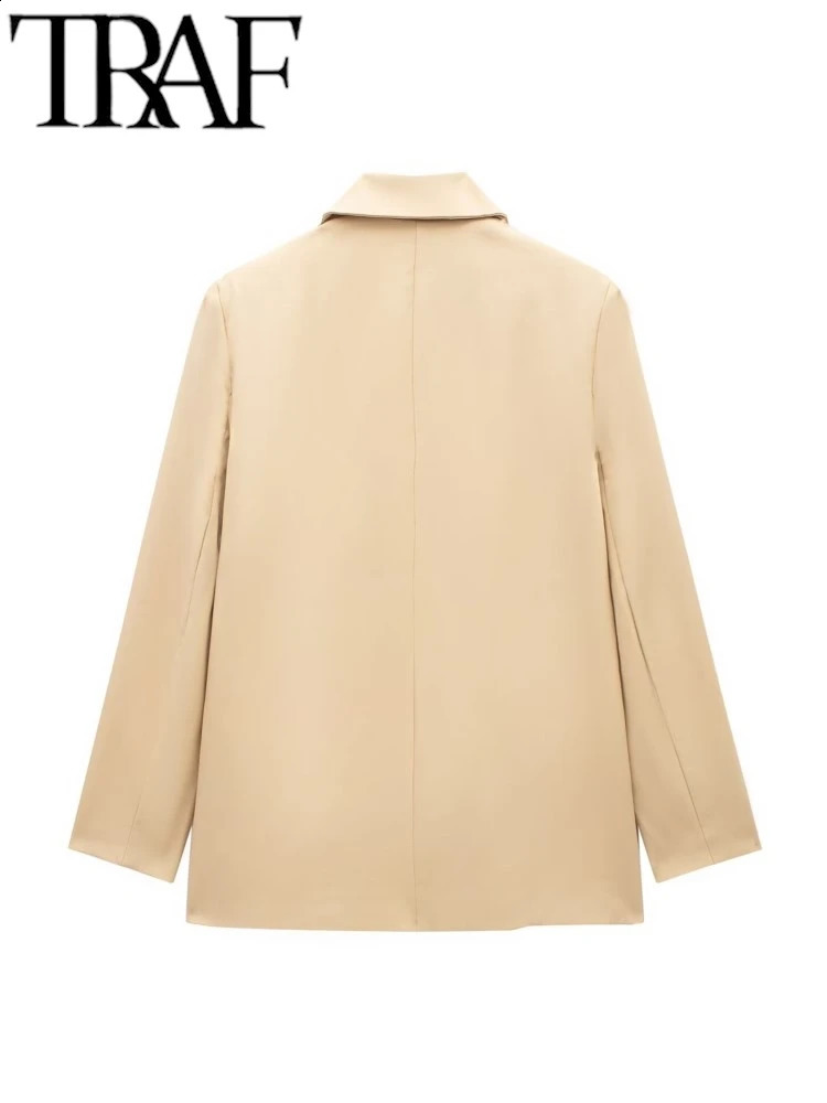 TRAF Office Womens Loose Color Jacket Summer Long Sleeve Double Chest Coat Y2k OL Top 240819