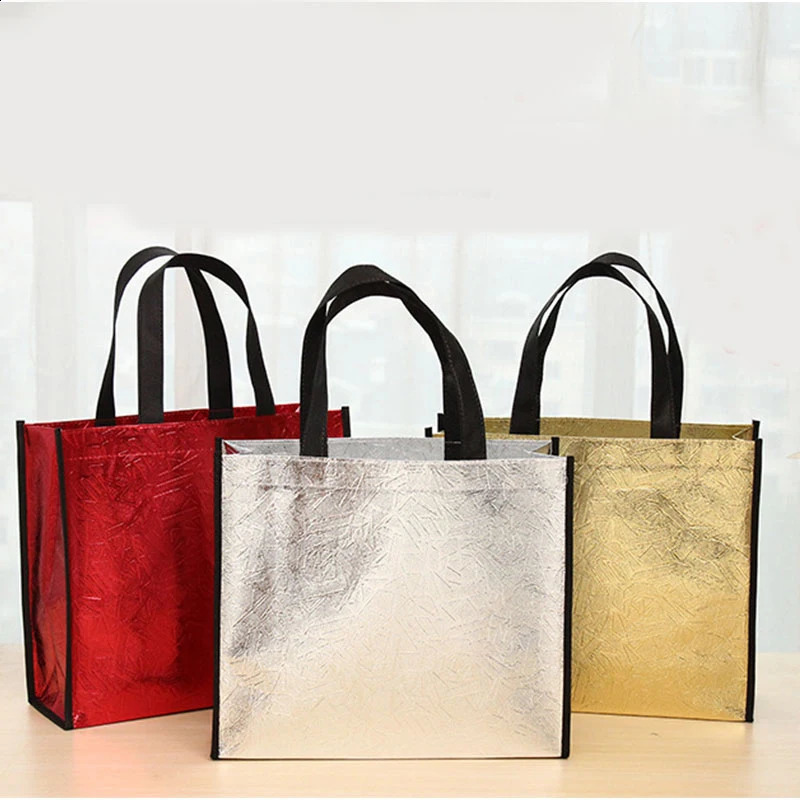 1 PC Fashion Laser Shopping Bag Foldable Eco Reusable Tote Waterproof Nonwoven Fabric No Zipper y250121