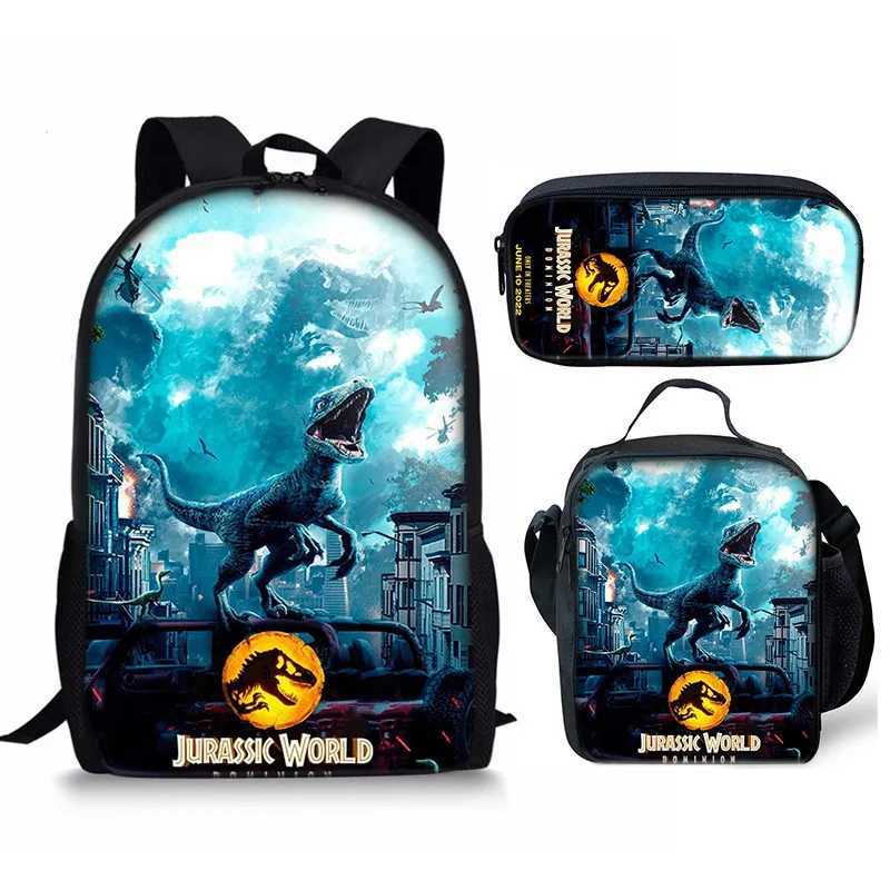 Jurassicc World Backpack Cartoon Jurassics Park Printed Child Shoulder Bag School Bags Crossbody Satchel Pencil Case Set For Kid Y240820
