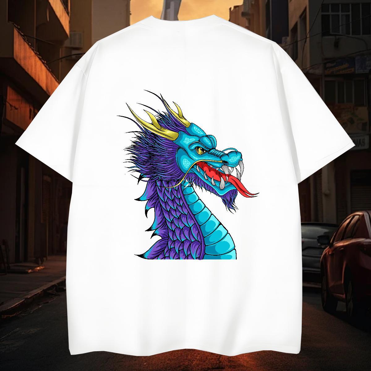 Mens T Shirts 230g 100% Cotton dragon Street Breathable Short Sleeve White Plus Size Couples T Shirts Designer Free Shipping Clothings